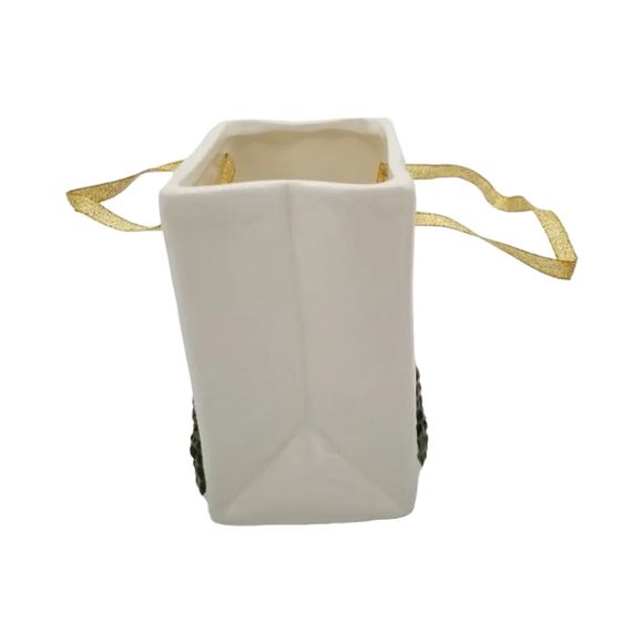 Snowman Glazed Ceramic Porcelain Gift Bag Holiday Christmas Snowflake - Picture 5 of 6